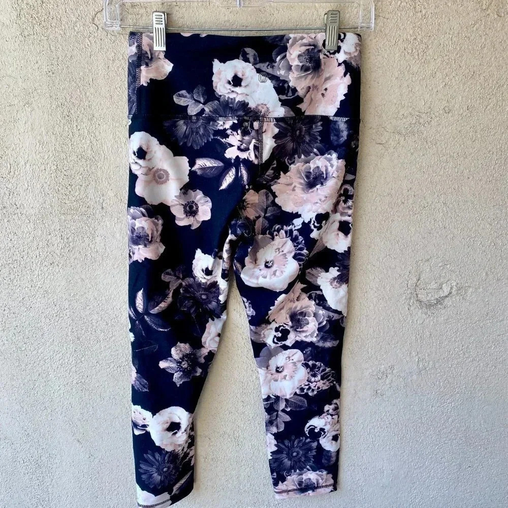 Balance Collection Floral Black High Waisted Leggings Size S - Picture 3 of 5